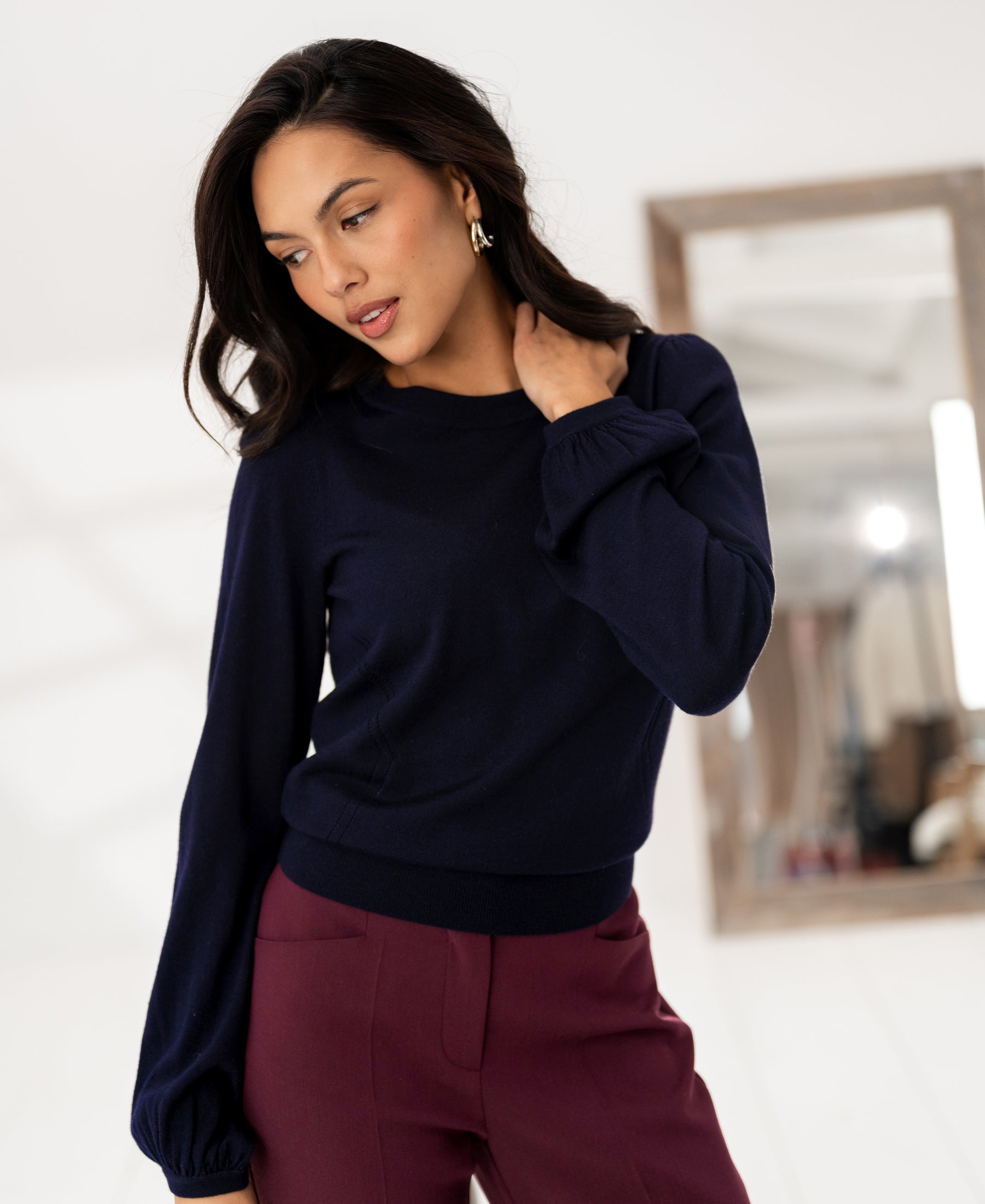 Merino wool sweater LA COEUR Dark Blue