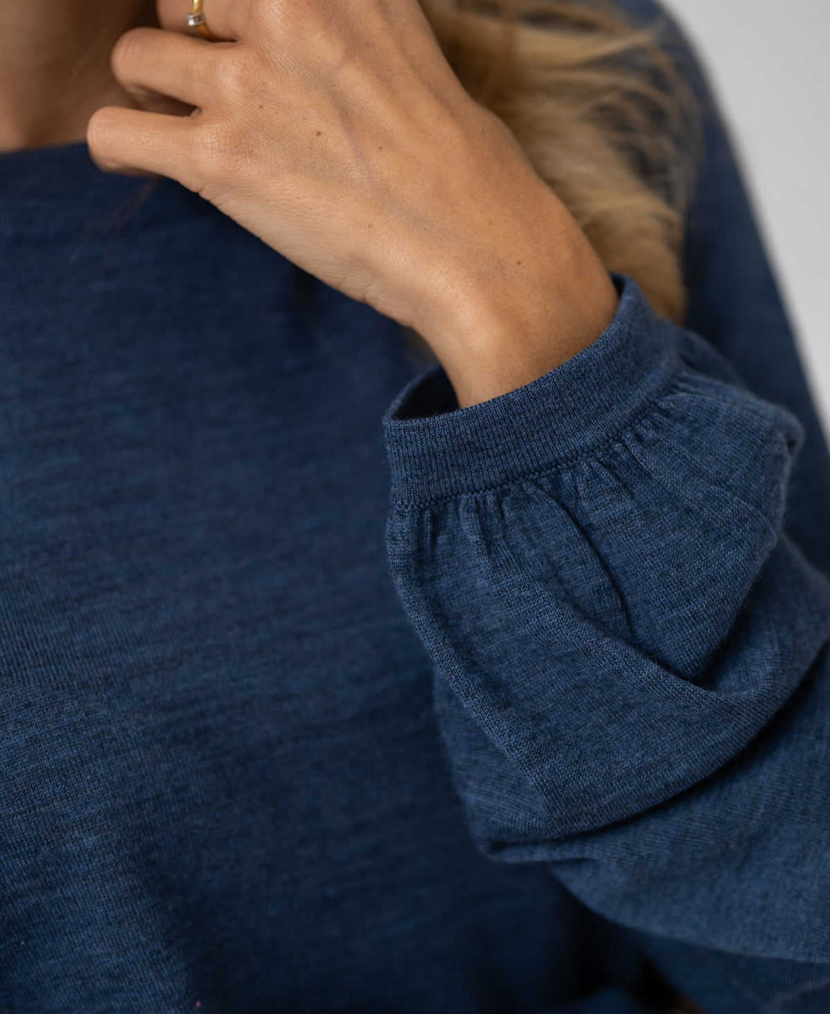 Merino wool sweater LA COEUR Indigo blue