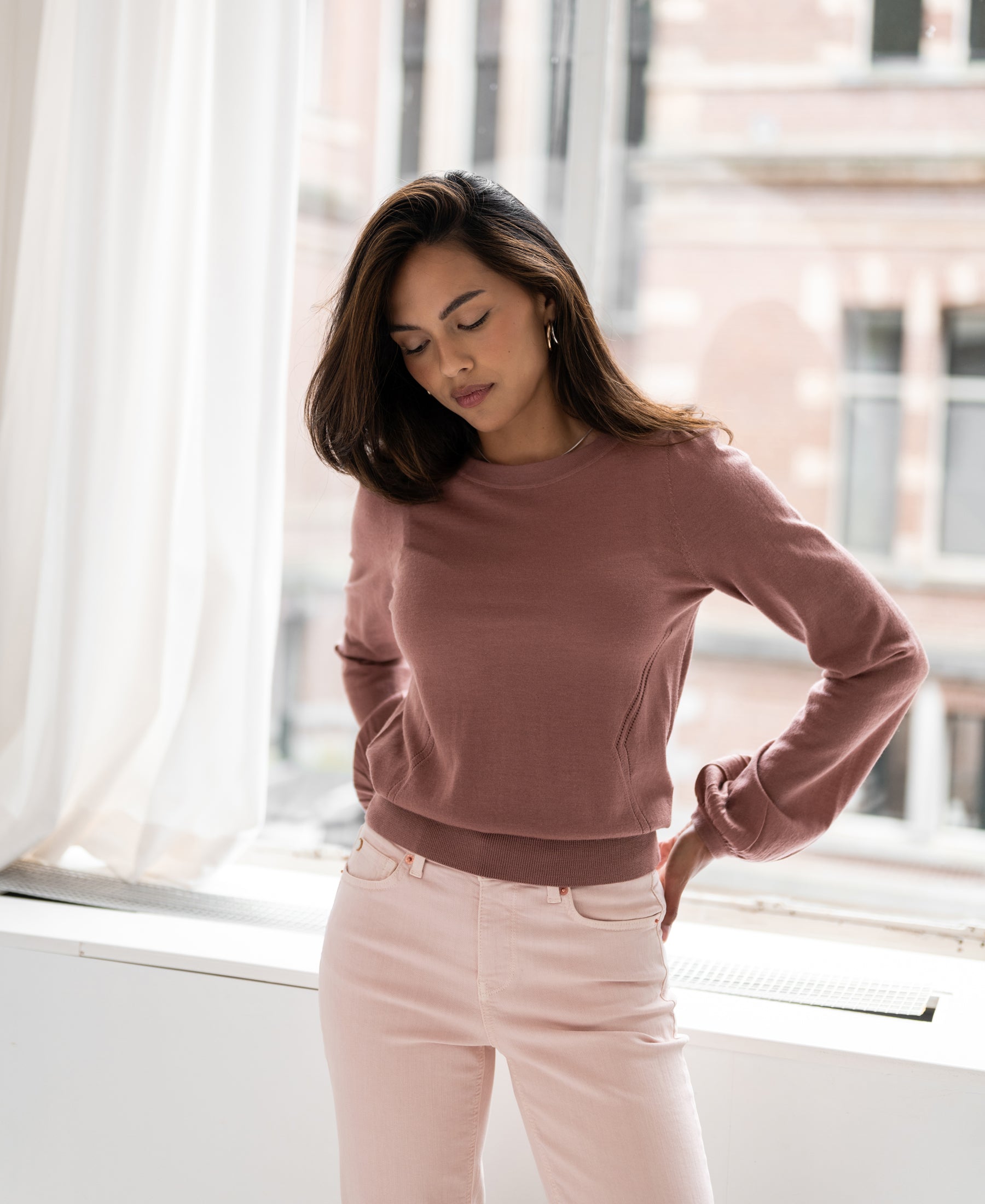 Merino-Pullover LA COEUR Dusty Rose