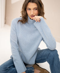 Rollkragenpullover LA COZY Hellblau