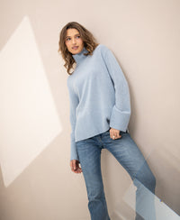 Rollkragenpullover LA COZY Hellblau