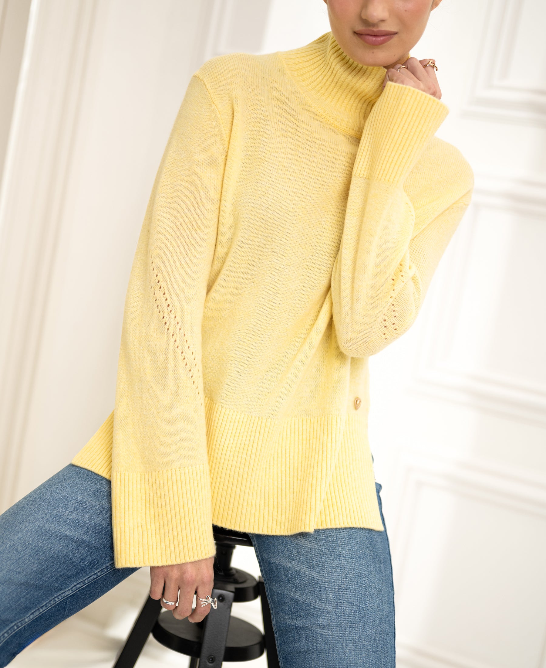Rollkragenpullover LA COZY Citron pressé