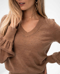 Merino V-hals trui LA VICTORIA Chai Tea