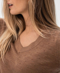 Merino V-hals trui LA VICTORIA Chai Tea