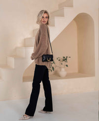 Flauschige Strickjacke LA CHERIE hellbraun