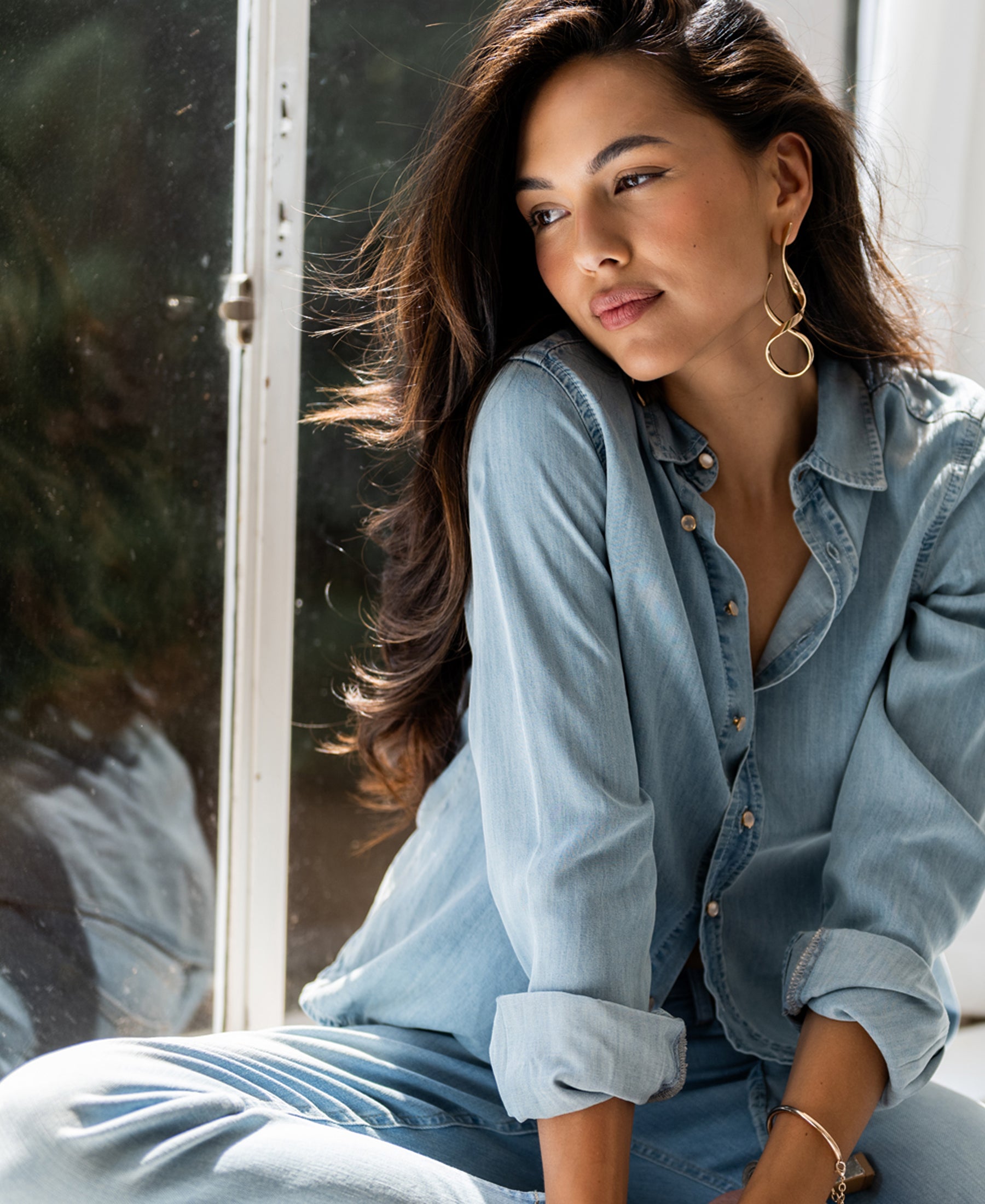 Tencel jeans blouse LA DEZANNE Bleached