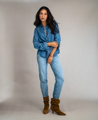Tencel denim blouse LA DEZANNE Stonewash