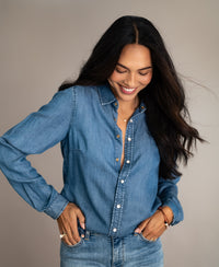Tencel denim blouse LA DEZANNE Stonewash