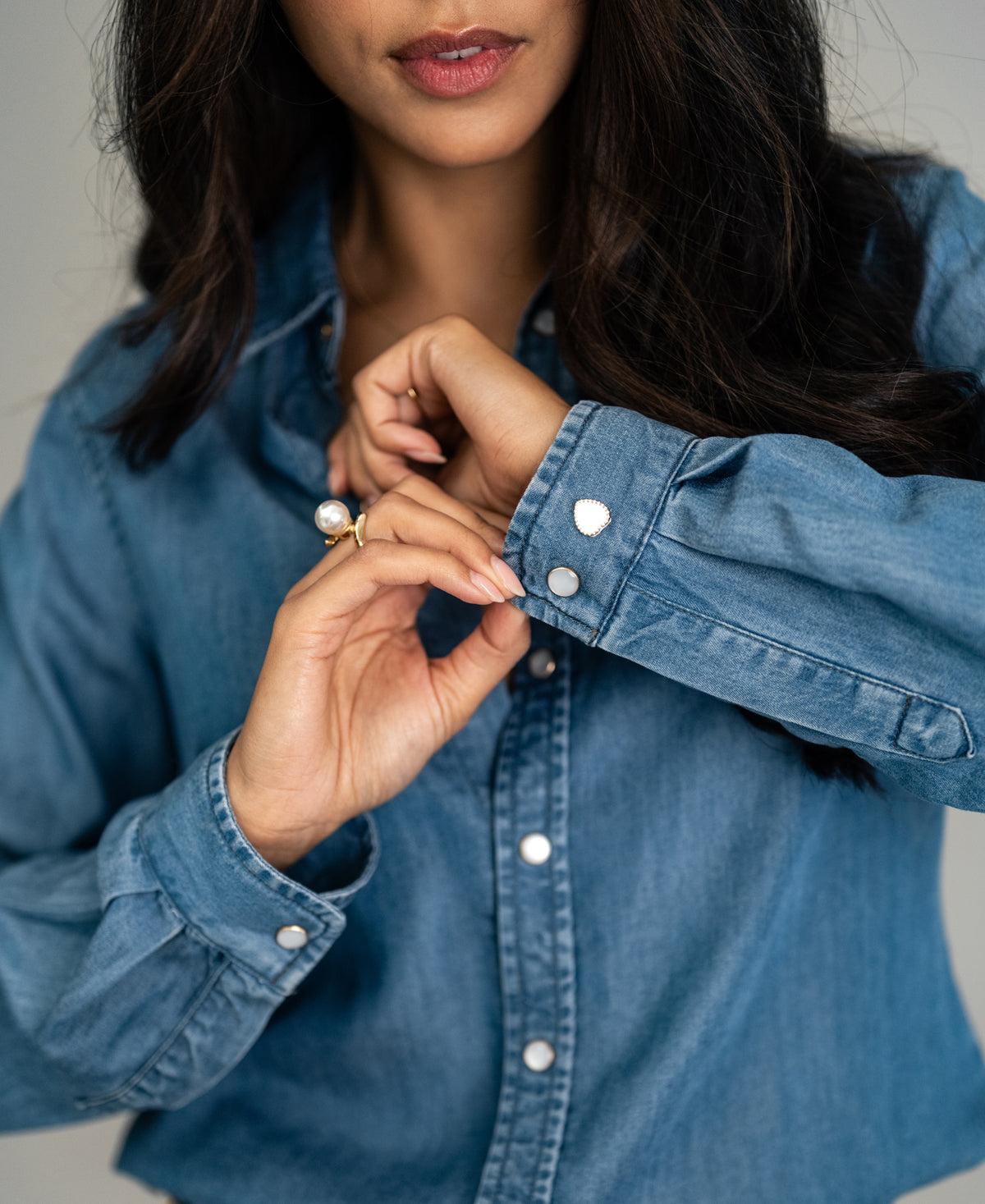 Tencel denim blouse LA DEZANNE Stonewash
