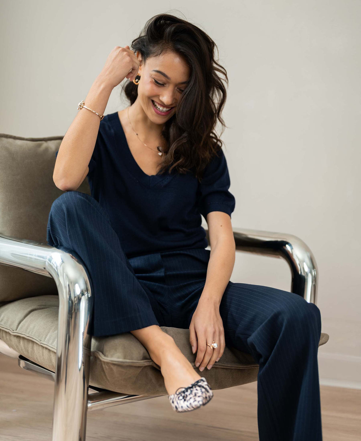 V-neck sweater LA DIAZ Dark blue