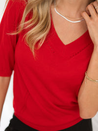V-hals trui LA DIAZ Rood