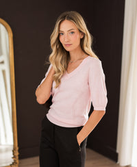 V-hals trui LA DIAZ Roze