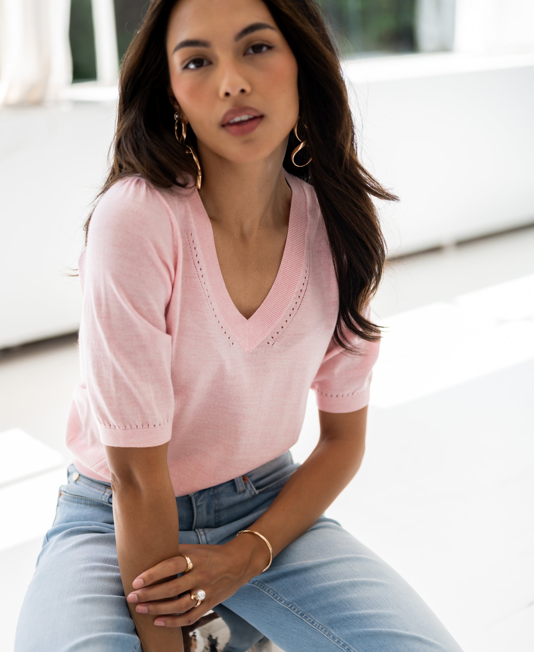 V-hals trui LA DIAZ Roze