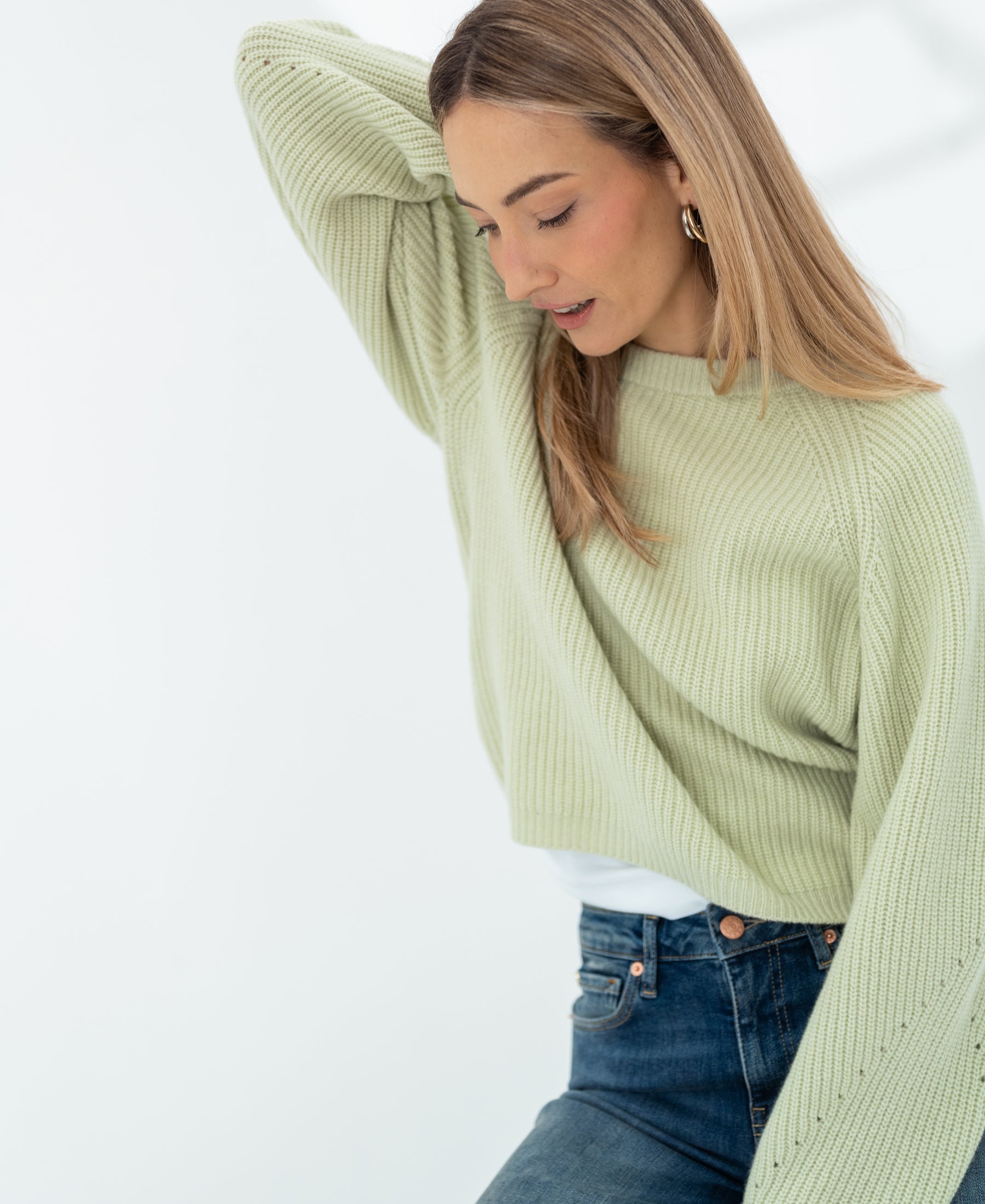 Light green merino wool sweater LE DIJON by PLEIN PUBLIQUE.
