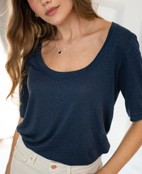 Linen T-shirt LA DOMI Dark blue
