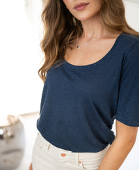 Linen T-shirt LA DOMI Dark blue