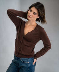 Merino wool cardigan LA DONNA Cocoa