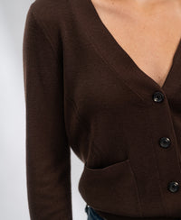 Merino wool cardigan LA DONNA Cocoa