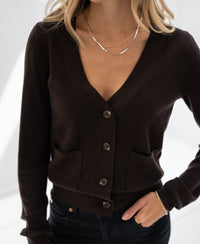 Merino-Strickjacke LA DONNA Dunkelbraun
