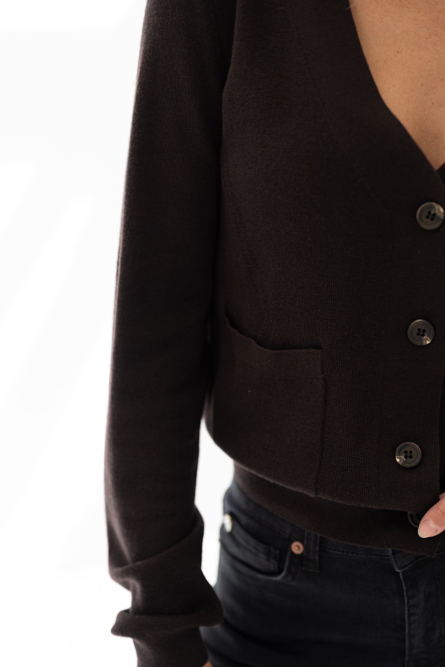 Merino-Strickjacke LA DONNA Dunkelbraun