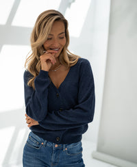 Merino cardigan LA DONNA Indigo blue