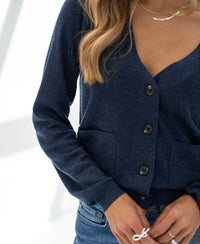 Merino cardigan LA DONNA Indigo blue