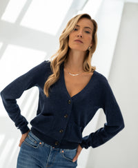 Merino cardigan LA DONNA Indigo blue