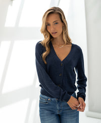 Merino cardigan LA DONNA Indigo blue