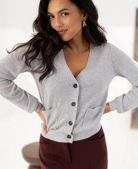 Merino cardigan LA DONNA Light gray