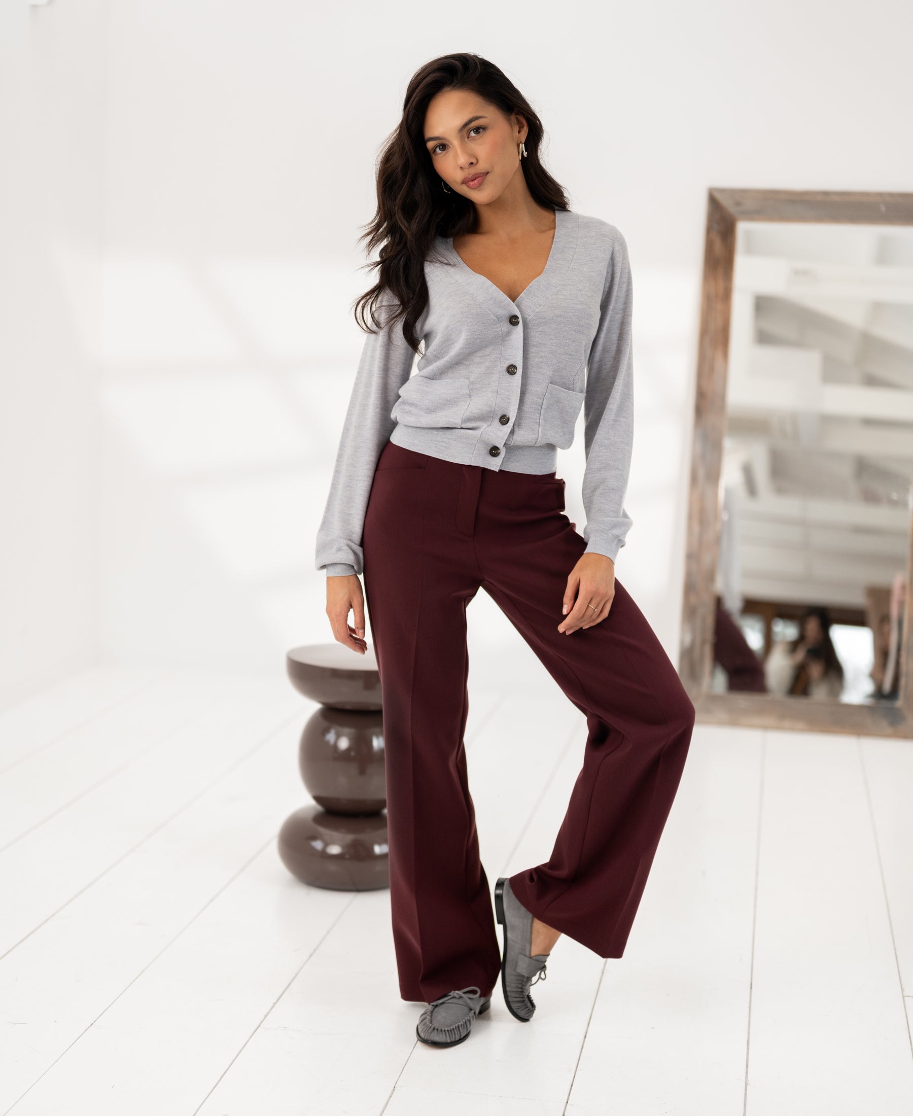 Merino cardigan LA DONNA Light gray