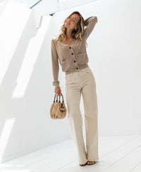 Merino-Strickjacke LA DONNA Sand