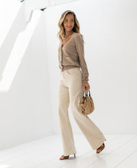 Merino-Strickjacke LA DONNA Sand