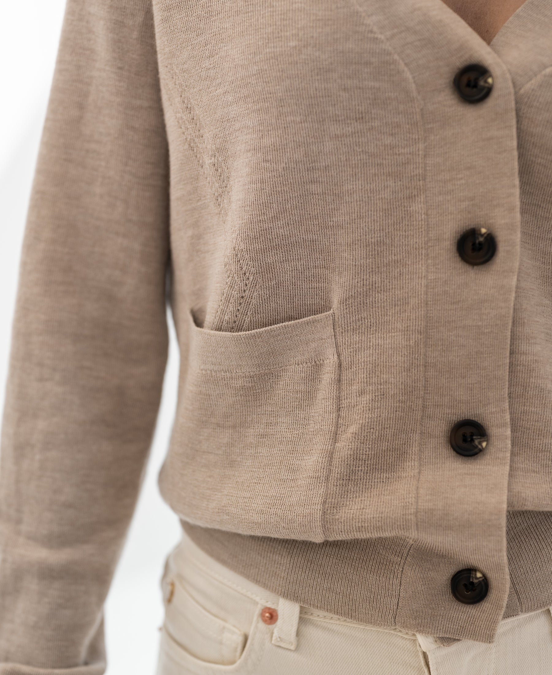 Merino-Strickjacke LA DONNA Sand
