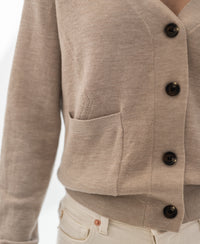 Merino-Strickjacke LA DONNA Sand