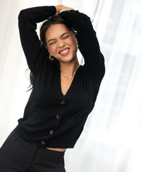 Merino Strickjacke LA DONNA Schwarz