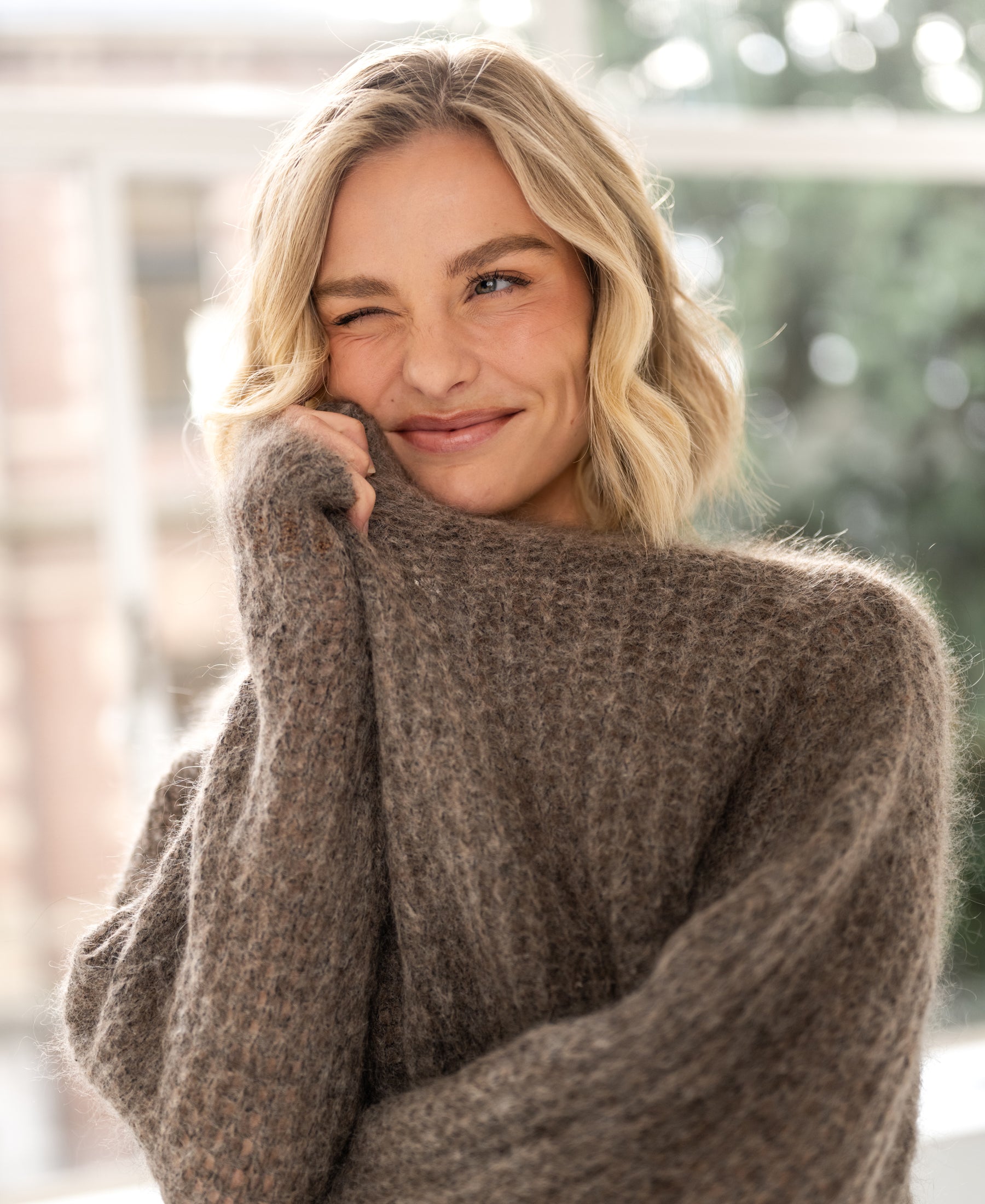 Mohair trui LA DOUCE Lichtbruin