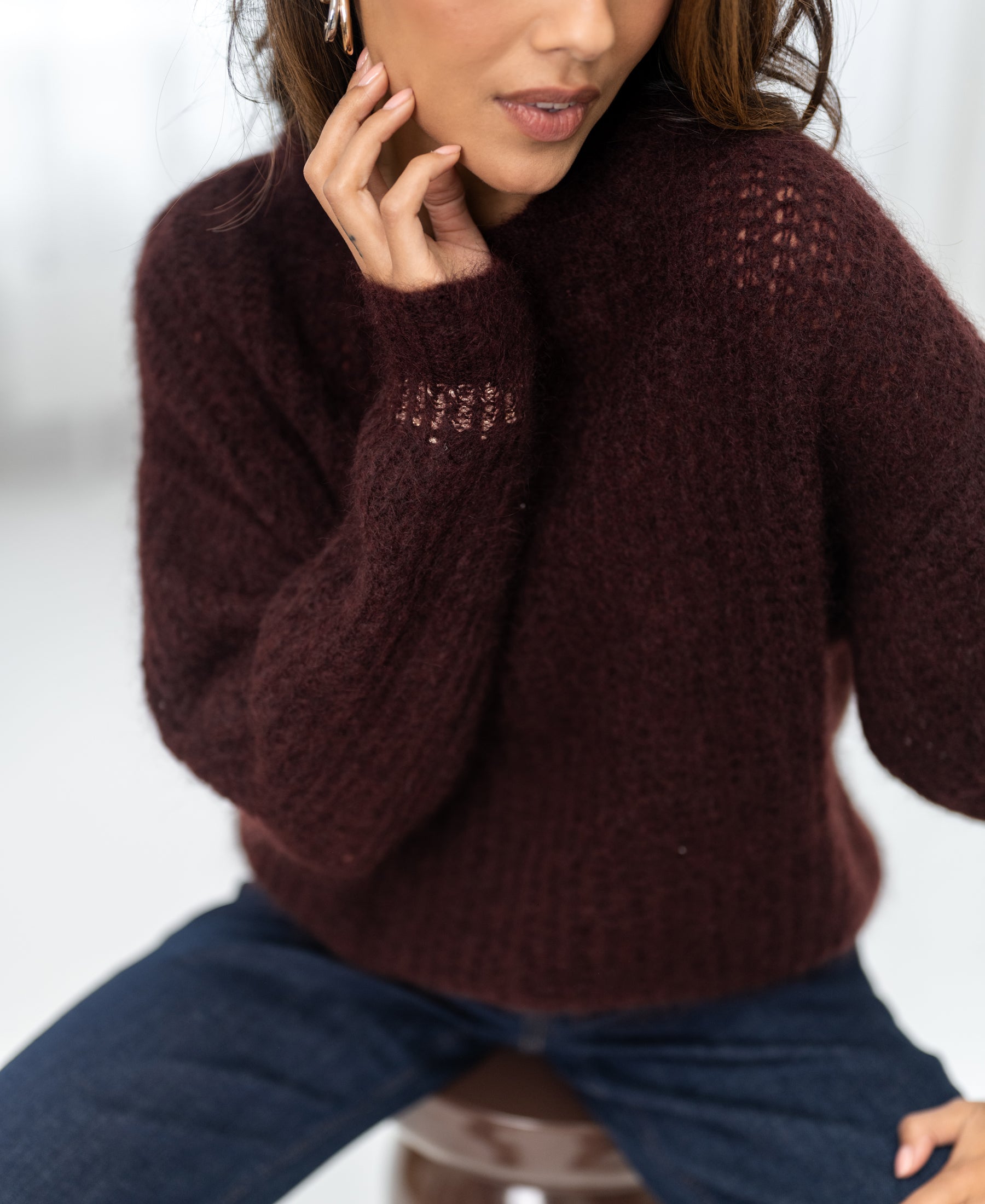 Mohair trui LA DOUCE Roodbruin