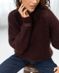 Mohair trui LA DOUCE Roodbruin