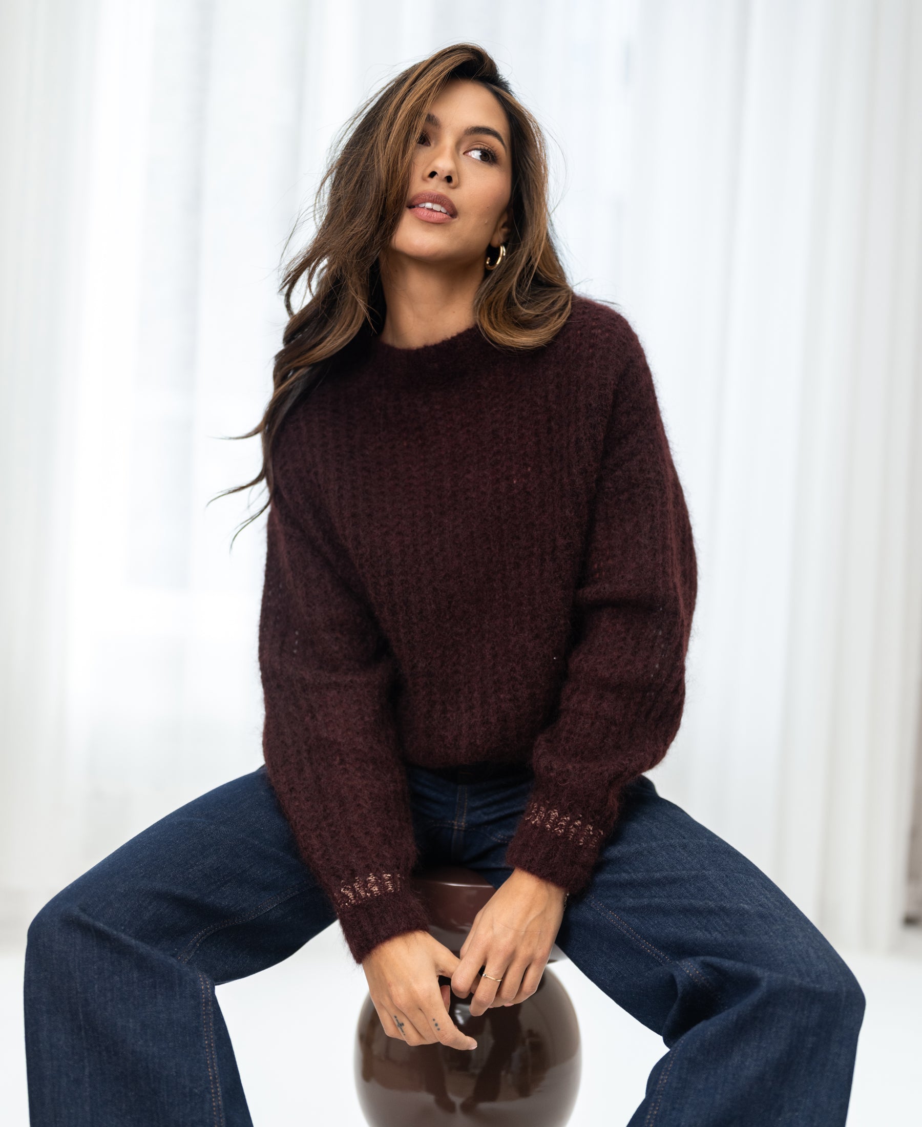 Mohair trui LA DOUCE Roodbruin