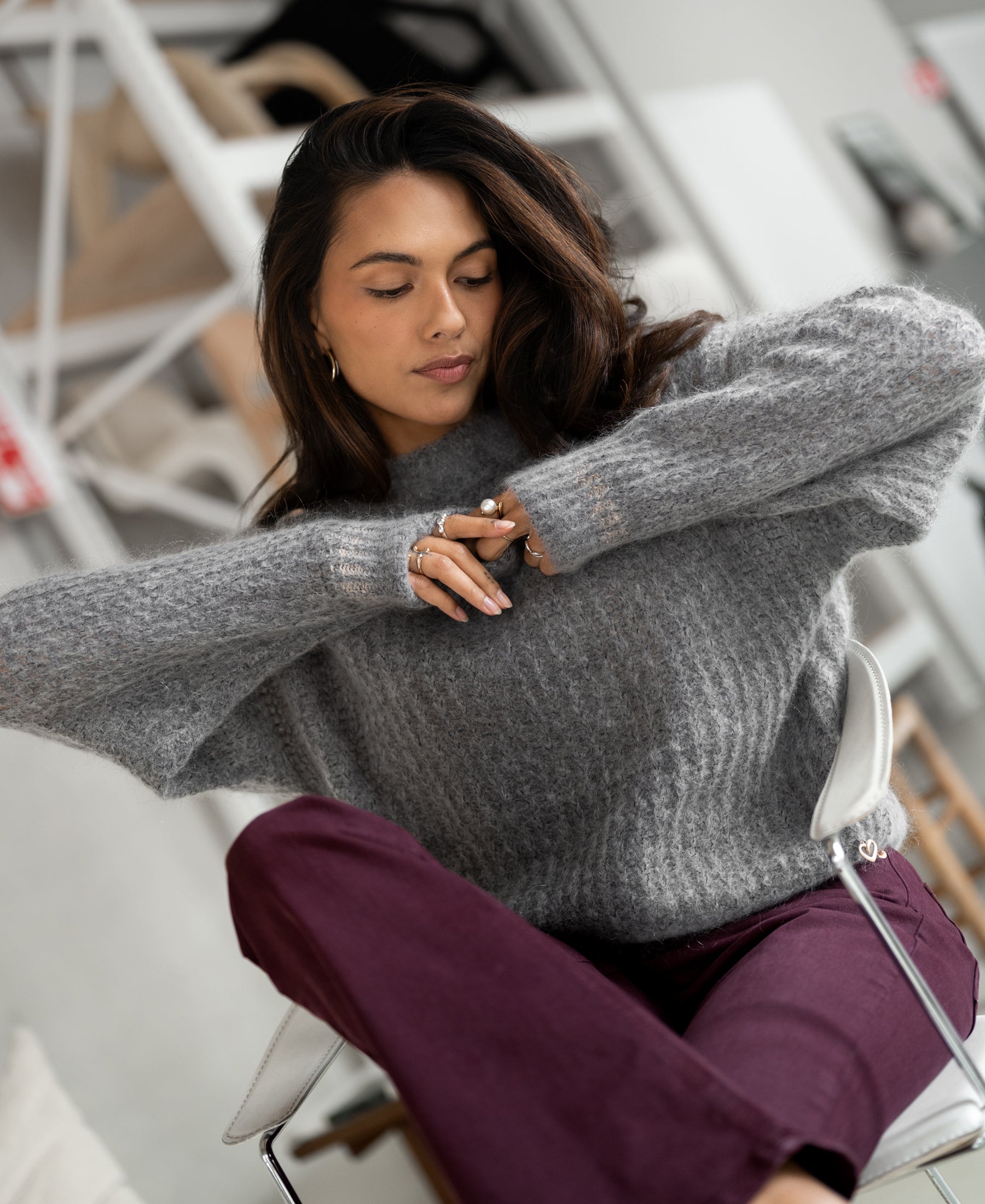 Mohair trui LA DOUCE Grijs melange