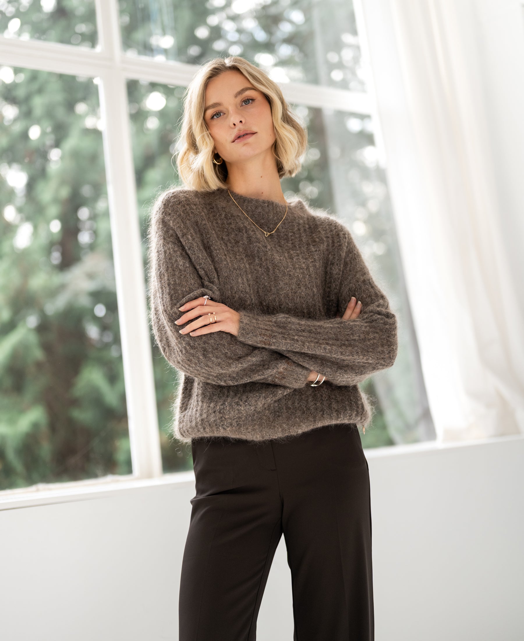 Mohair trui LA DOUCE Lichtbruin