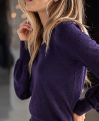 Merino V-hals trui LA VICTORIA Dark Violet