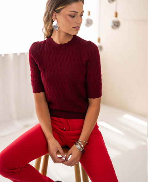 Merino wool sweater LA BRIOCHE Dark red