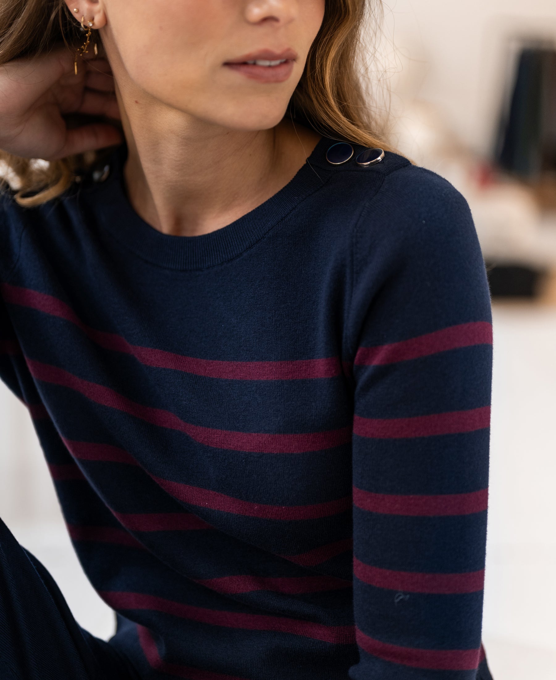 Pullover L'ELISA Dunkelblau - Aubergine