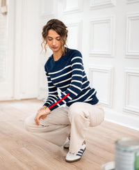 Pullover L'ELISA Navy - Ivory