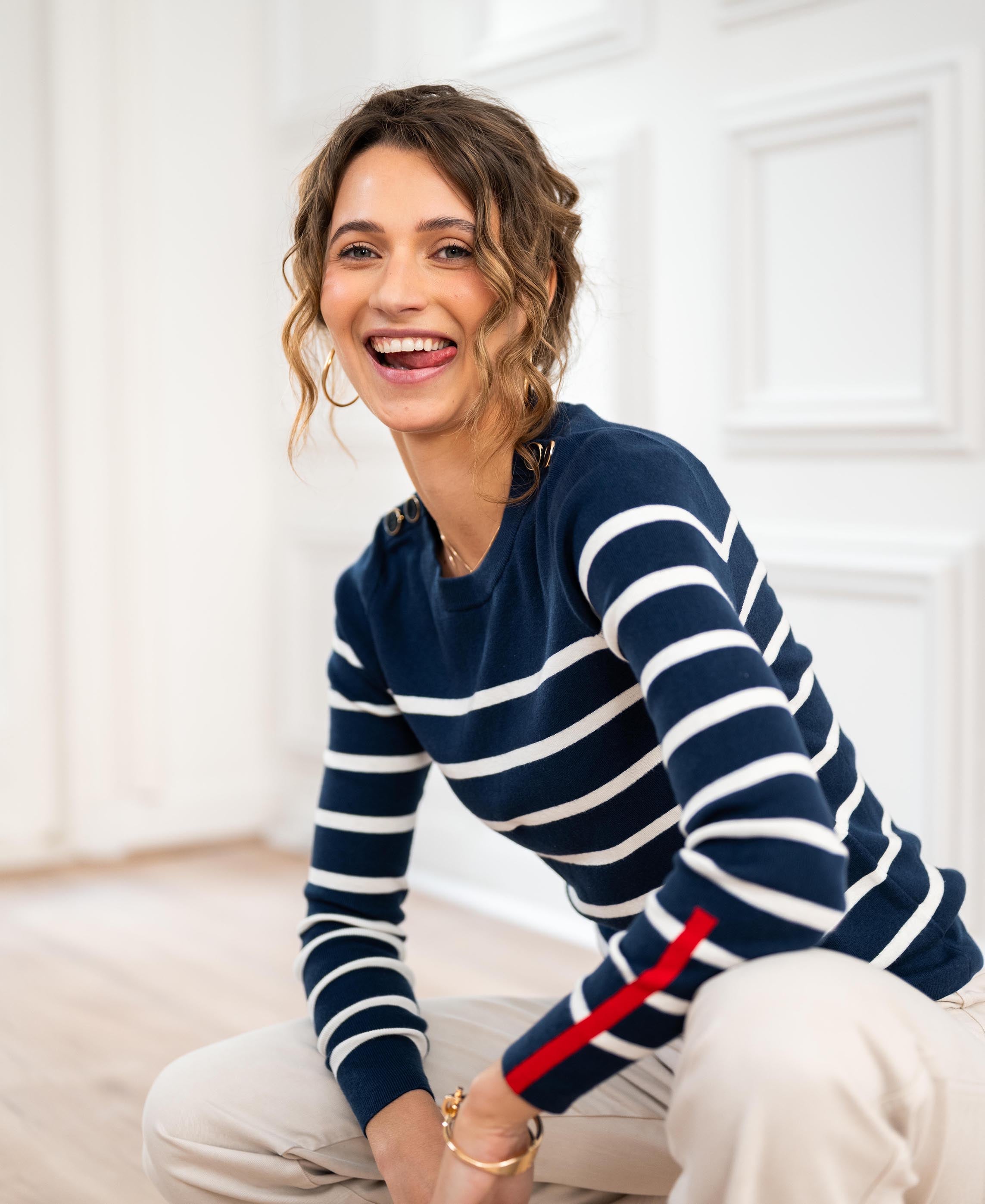 Pullover L'ELISA Navy - Ivory