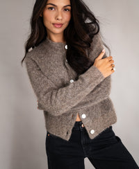 Soft Mohair Cardigan LA ELOIS Brown melange