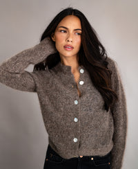 Soft Mohair Cardigan LA ELOIS Brown melange
