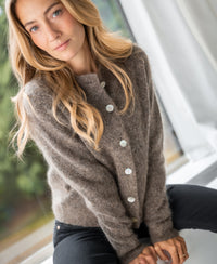 Mohair-Strickjacke LA ELOIS Braun meliert
