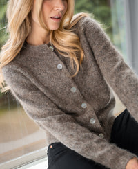 Mohair-Strickjacke LA ELOIS Braun meliert